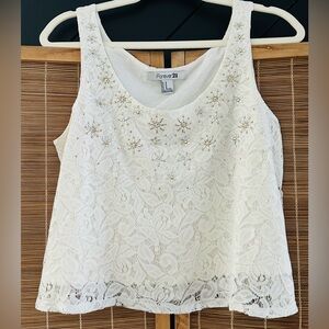 Forever 21 Ivory Floral Lace Blouse